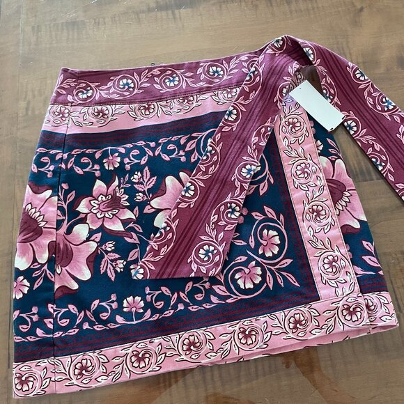 FARM Rio Dresses & Skirts - Farm Rio Ainika Charm Overlapped Denim Miniskirt Size 25 NWT